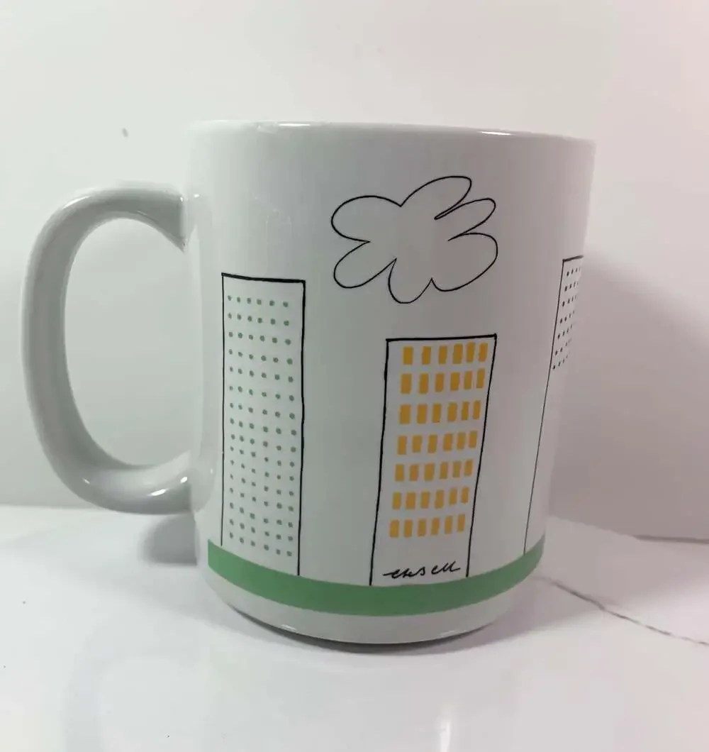 IKEA Coffee Cup City Scape High Rise Buildings White
